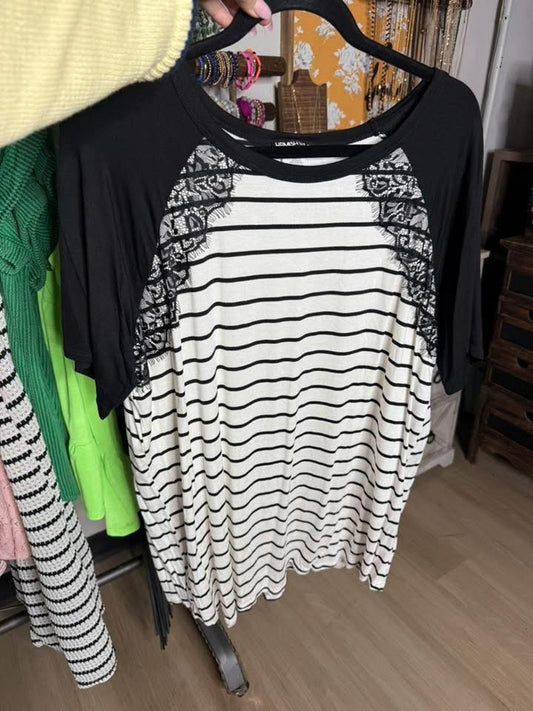 Curvy stripe lace top
