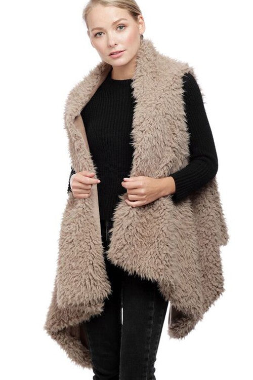 Faux Fur Vest Ruana