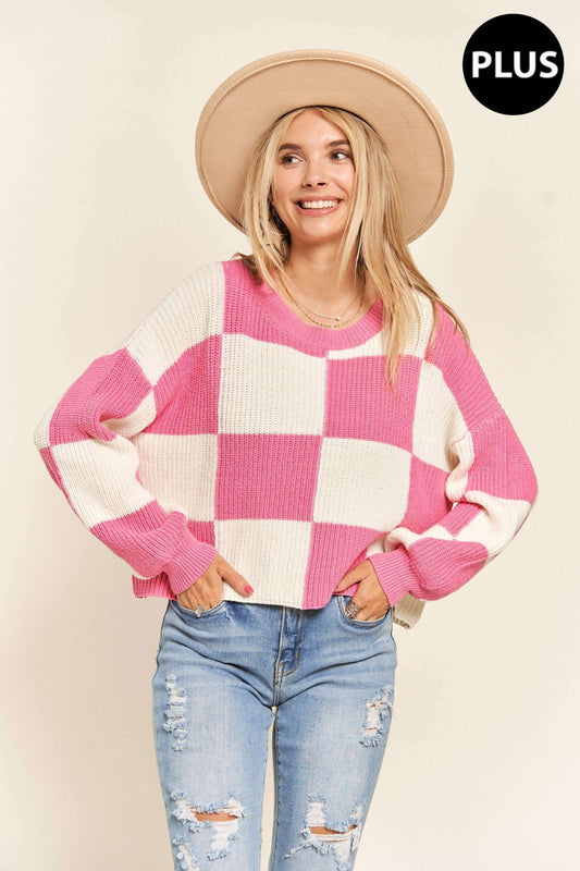 Curvy Colorblock Sweater Top
