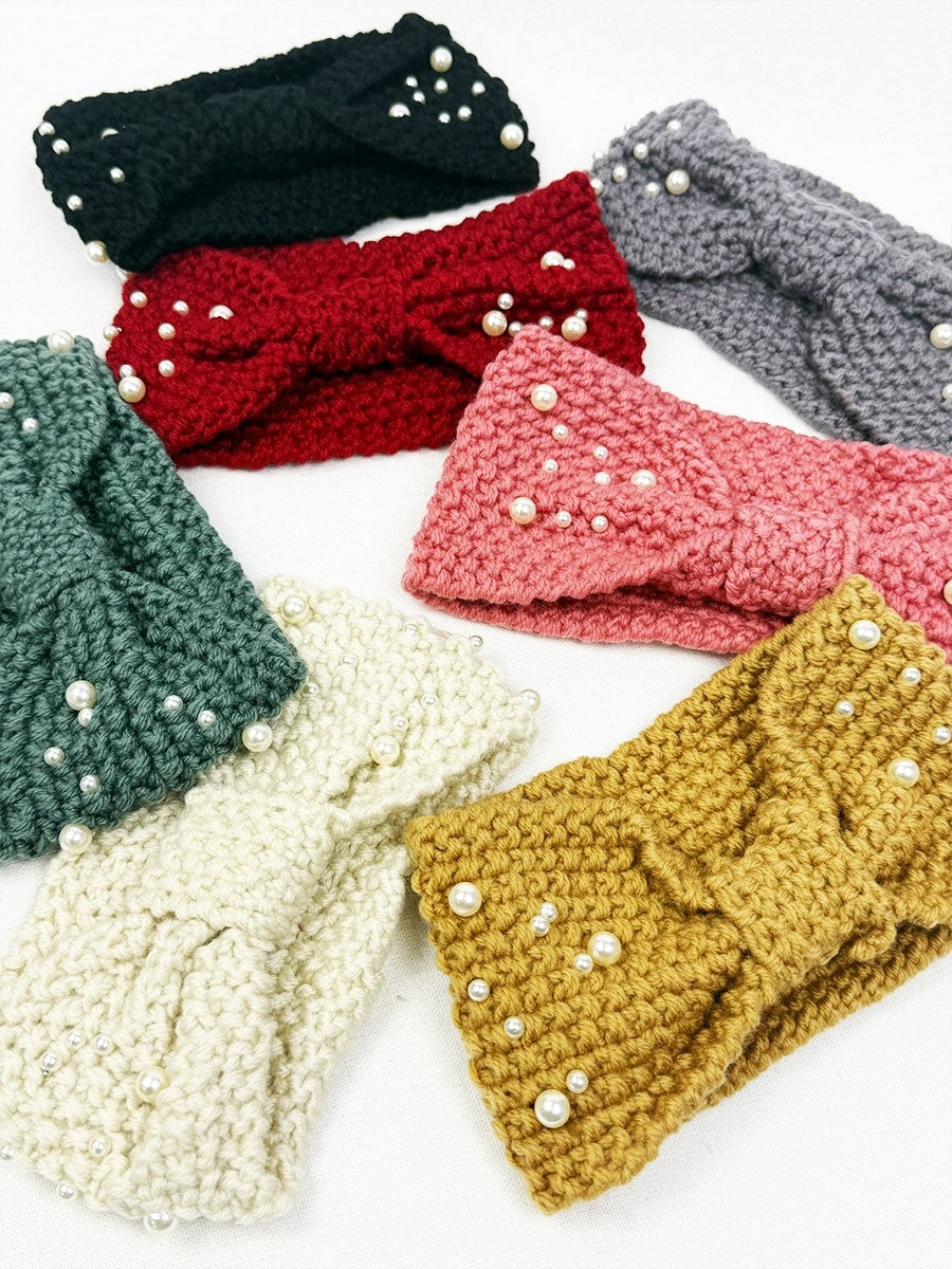 Fashion Winter Head Wrap With Pearl Detail