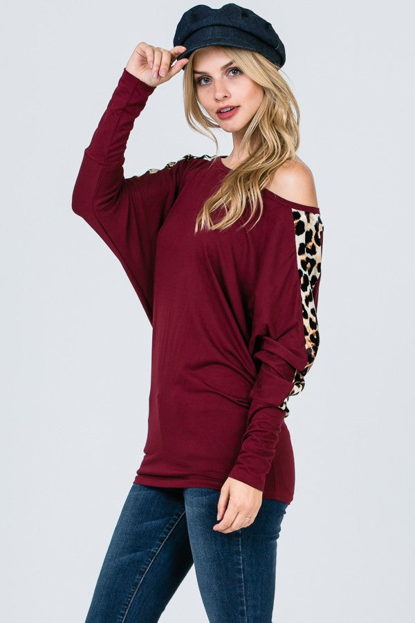 Burgundy animal print sweater