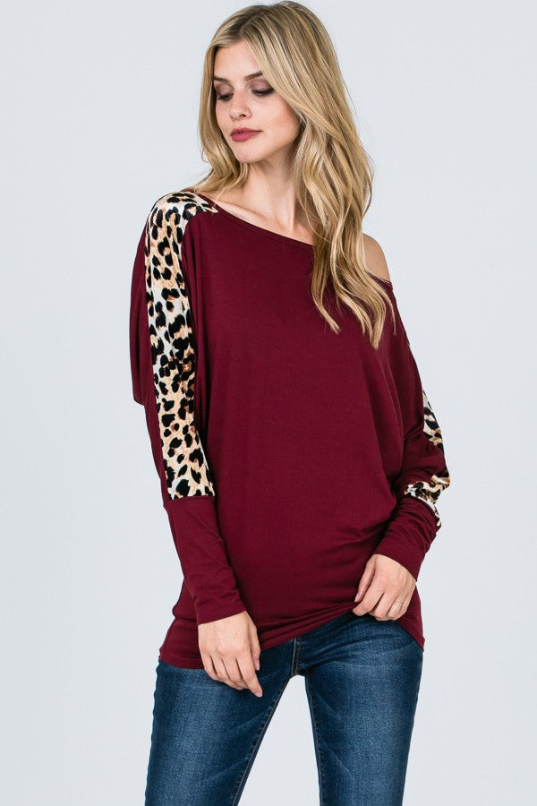 Burgundy animal print sweater