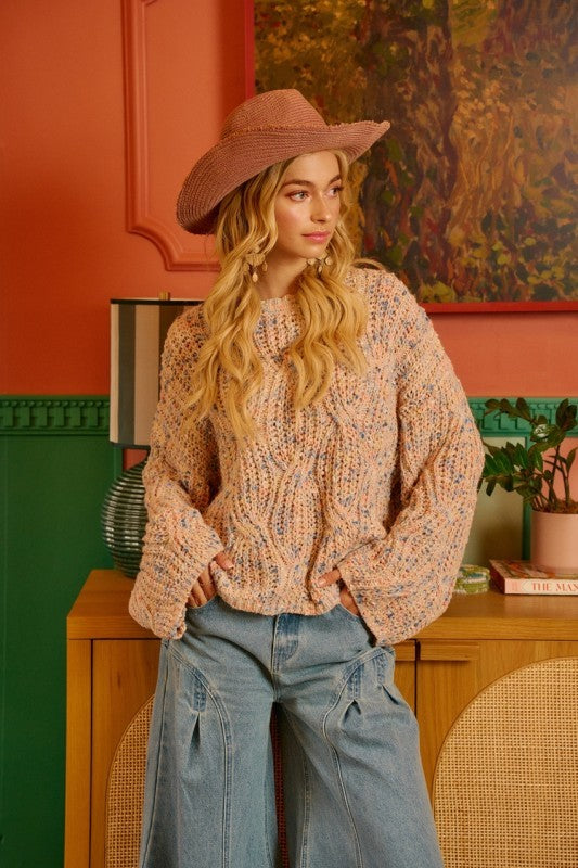 Textured Multi Colors Sweater Top Relaxed Fit