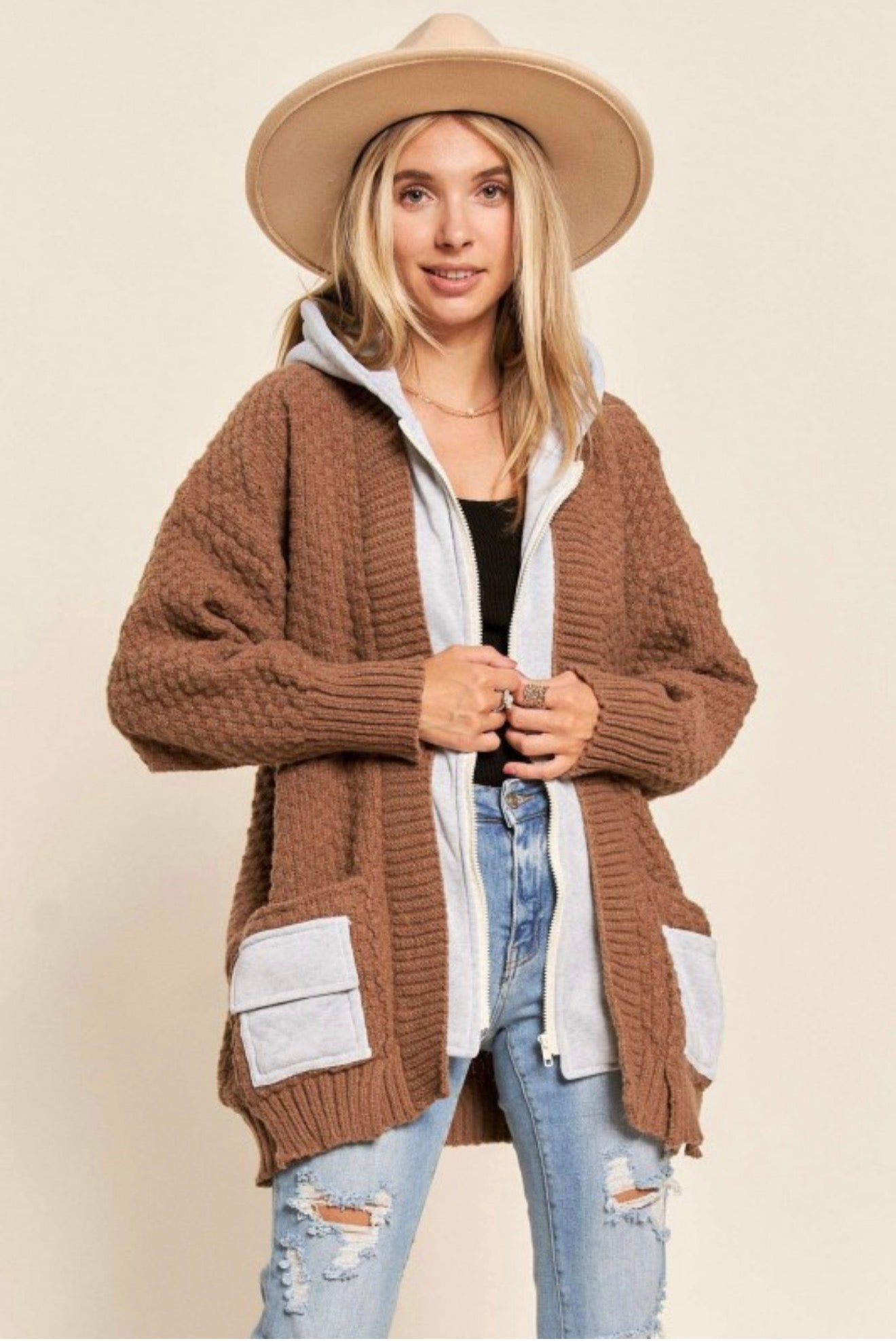 Zip up hoodie cardigan