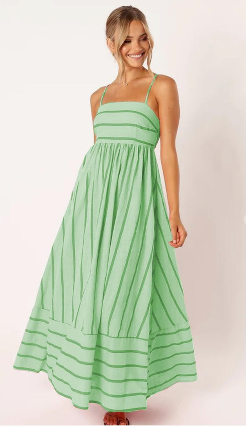 Striped Backless Spaghetti Strap Dress