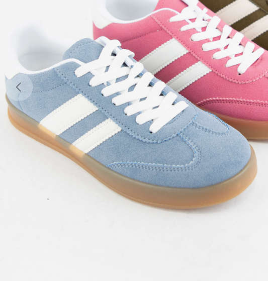 Baby Blue & White Suede Sneakers