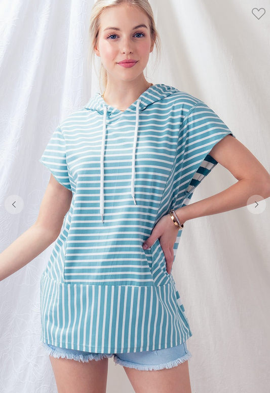 Multi Directional Stripe Hoodie Top
