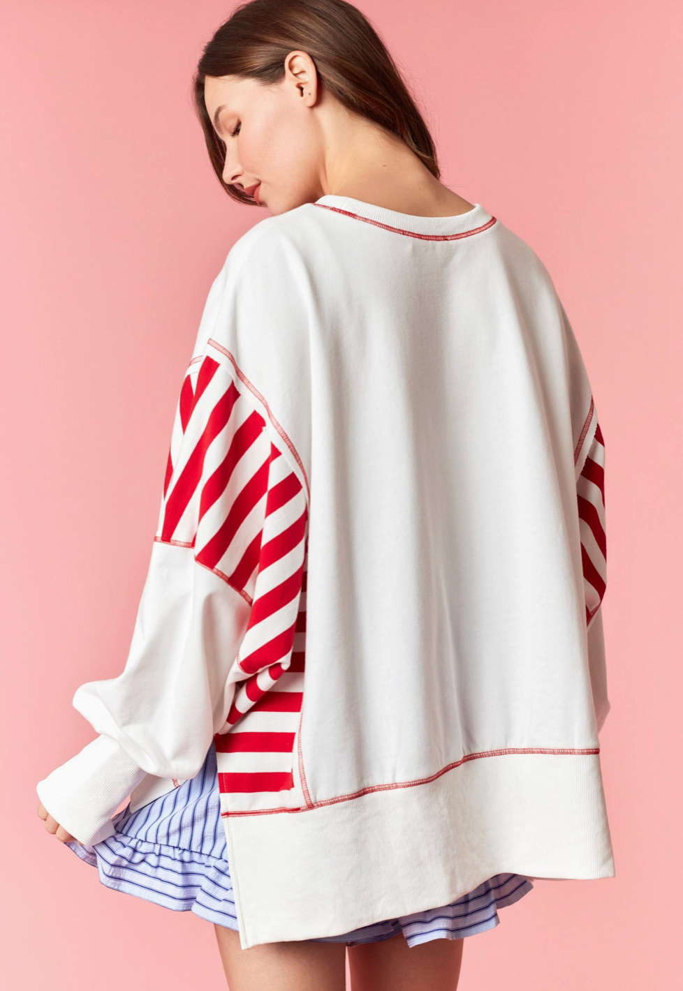 Lobster Patch Embroidery Hi-lo Dolman Top