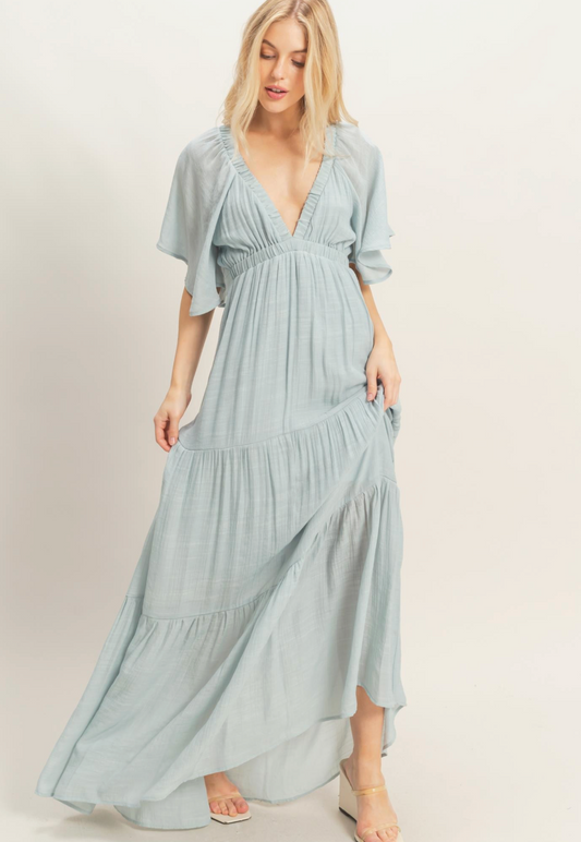 Flutter Sleeve Maxi Dress