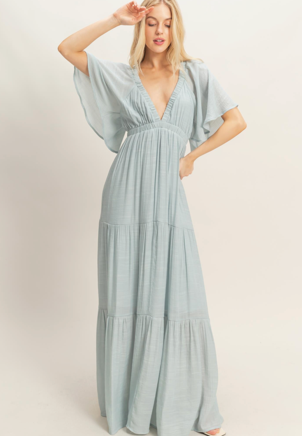 Flutter Sleeve Maxi Dress
