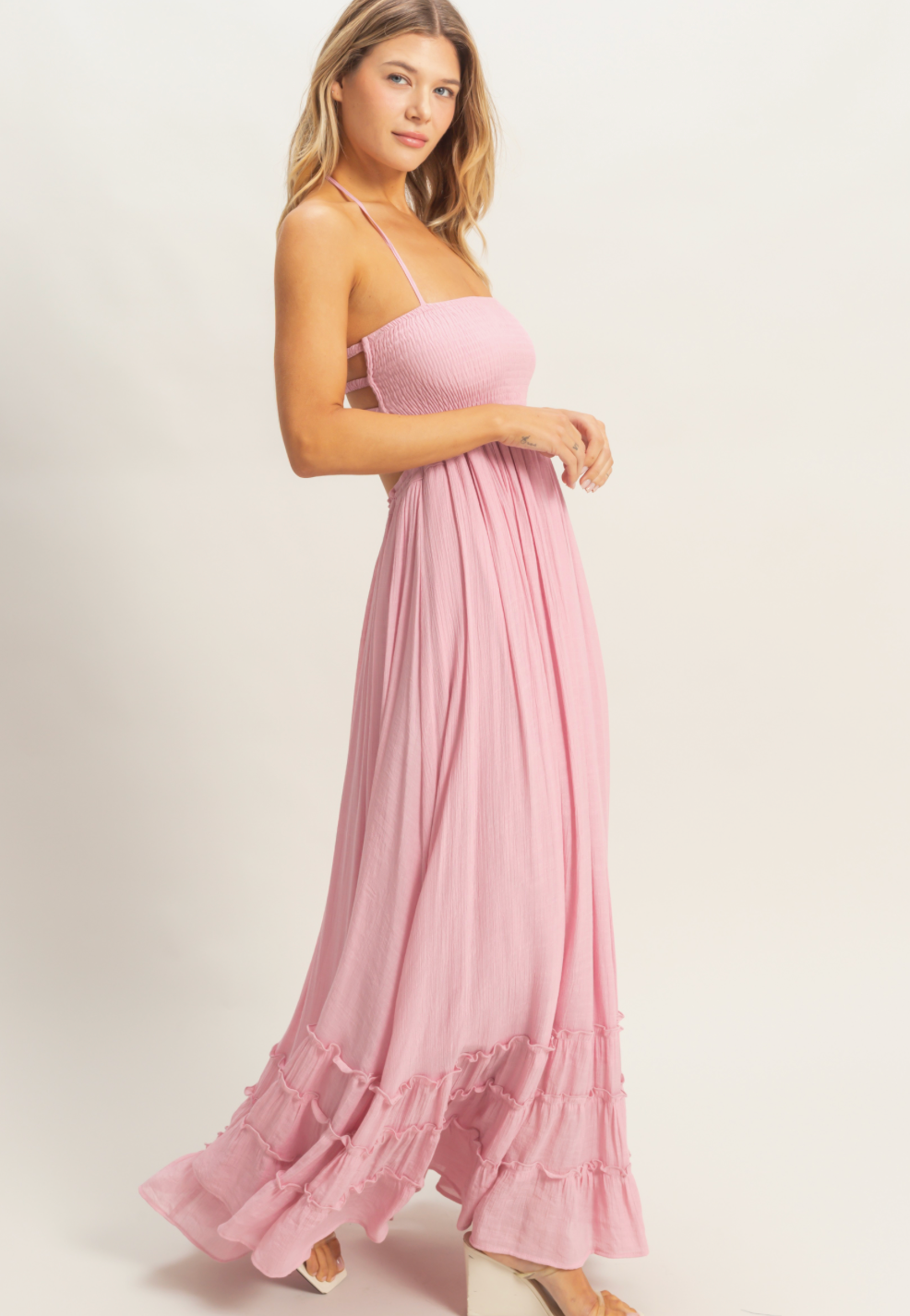 Smocked Halter Maxi Dress