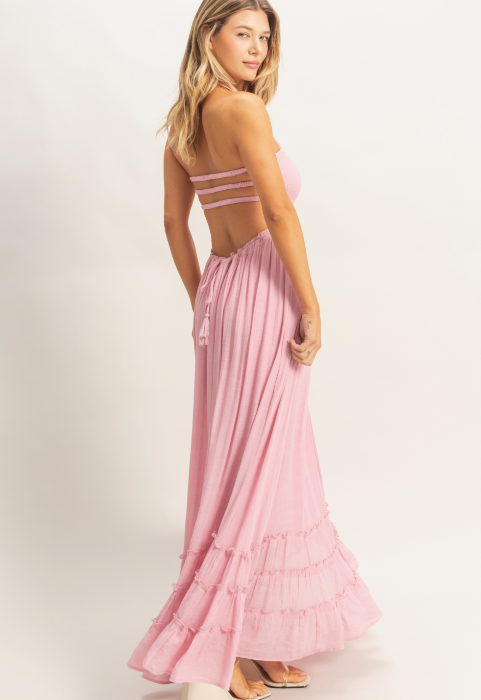 Smocked Halter Maxi Dress