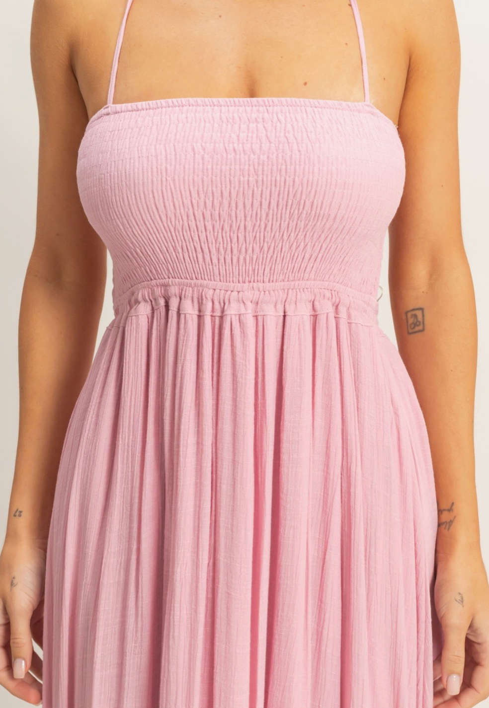 Smocked Halter Maxi Dress