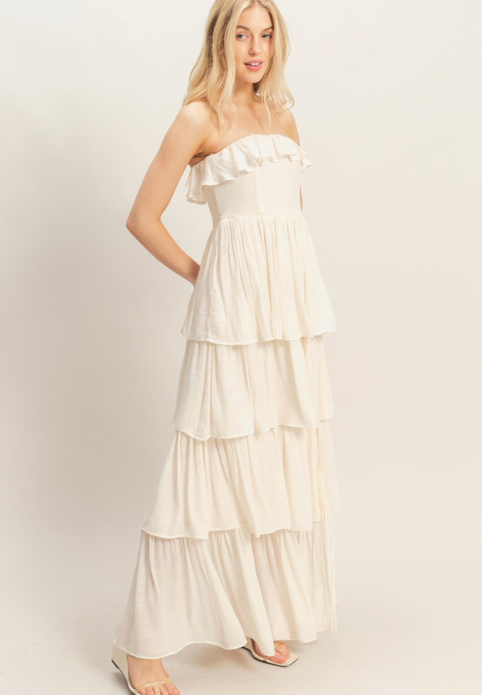 Tiered Strapless Ruffle Dress