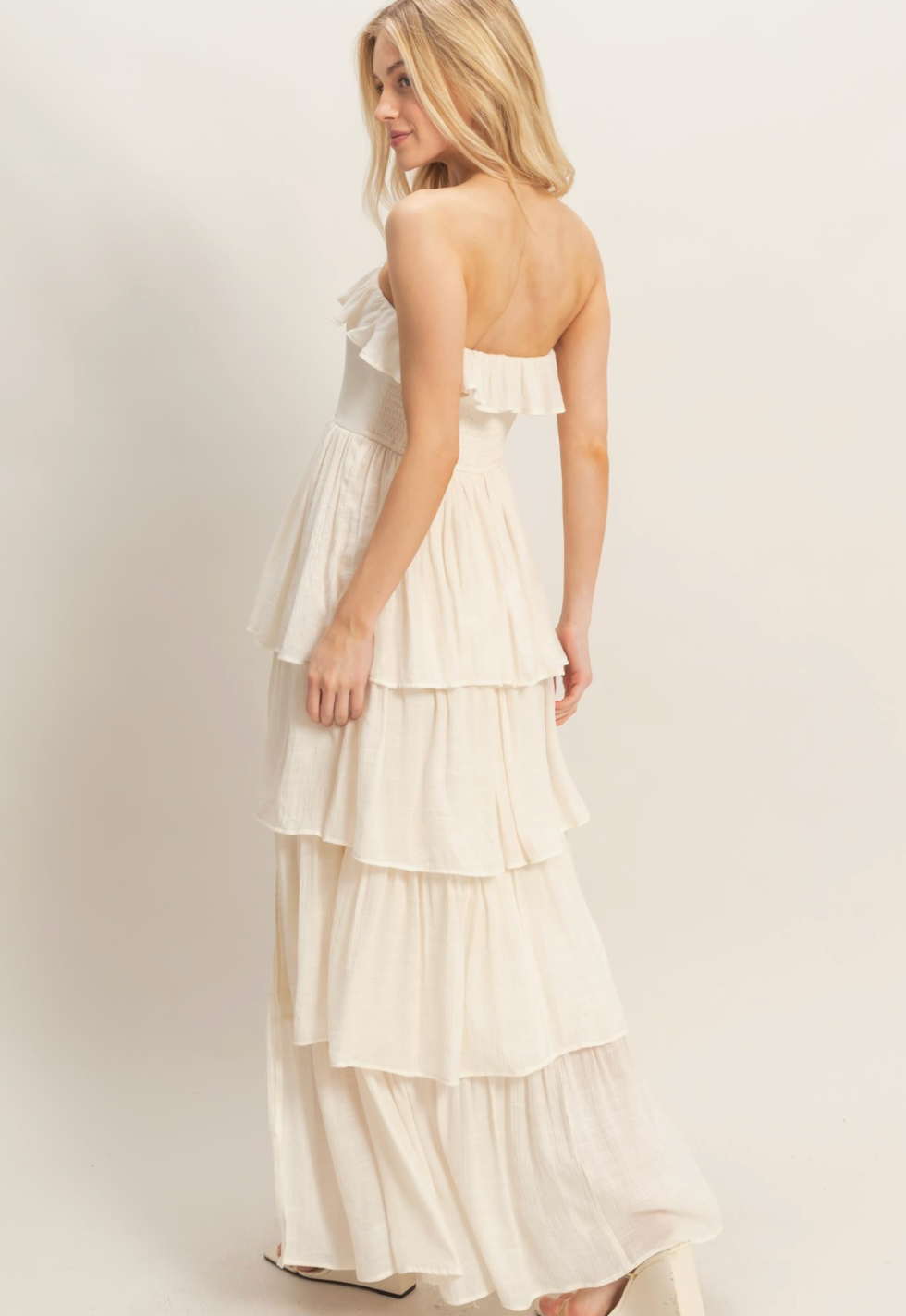 Tiered Strapless Ruffle Dress