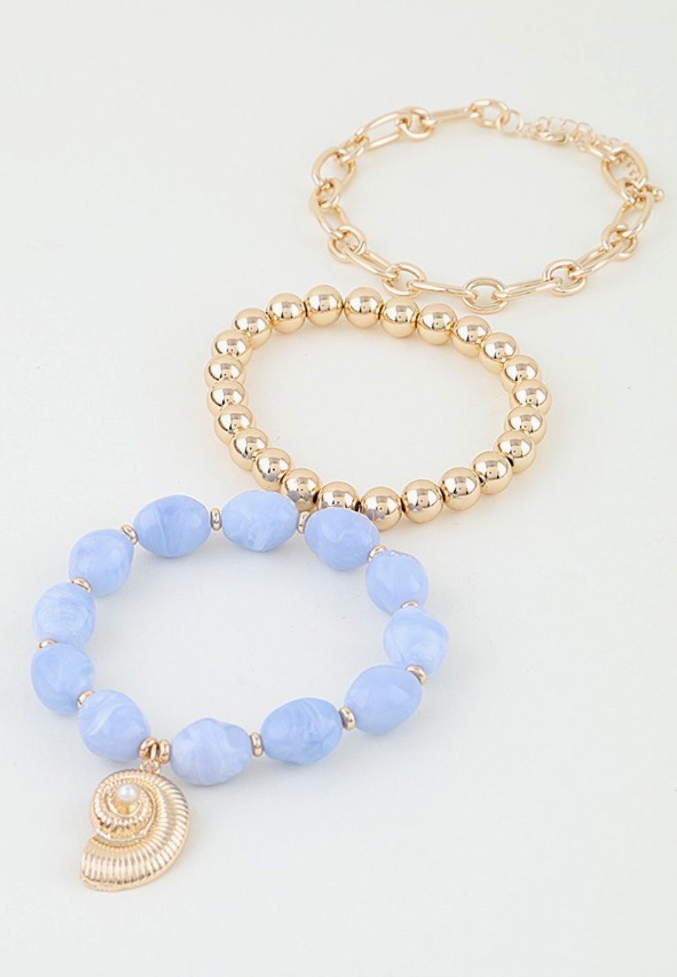 Pearl Conch Shell Charm Beaded Bracelet Pearl Conch Shell Charm Beaded Bracelet