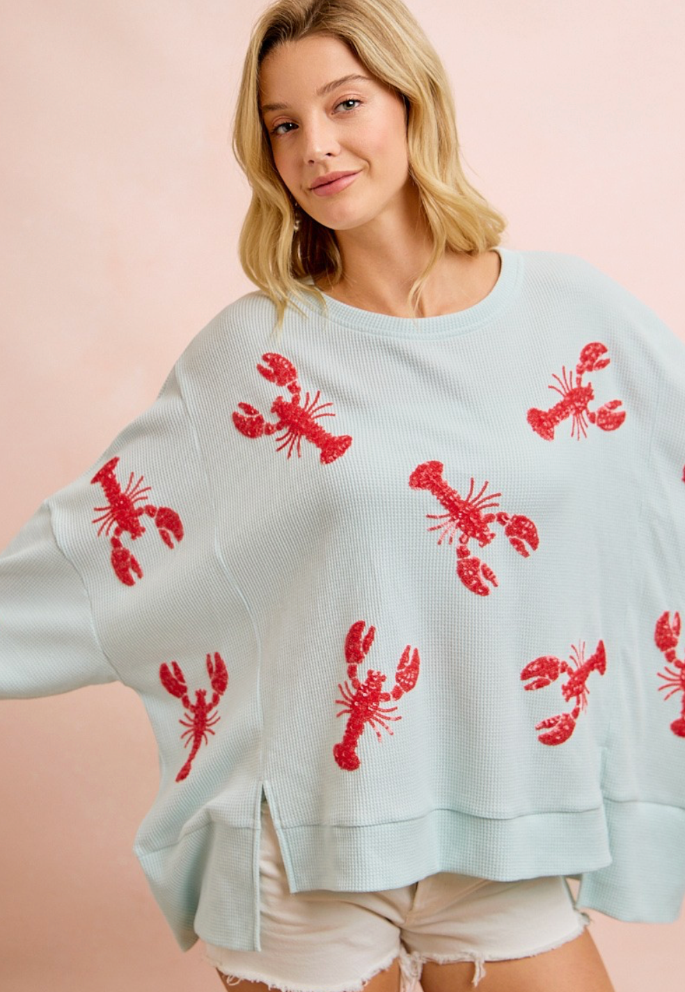 Serquin Lobsters Patched Knit Sleeve T
