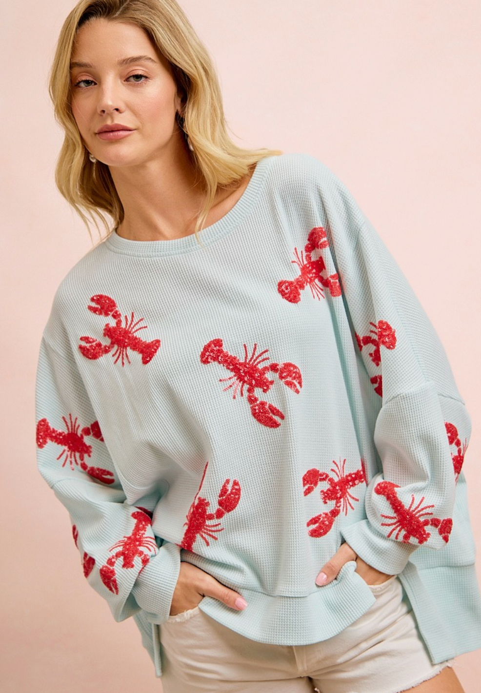 Serquin Lobsters Patched Knit Sleeve T