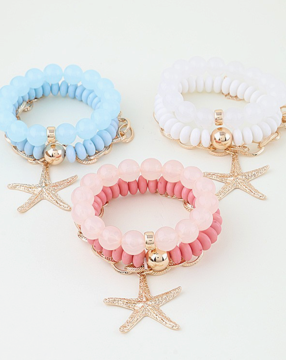 Hammered Starfish Chain Beaded Bracelets Hammered Starfish Chain Beaded Bracelets