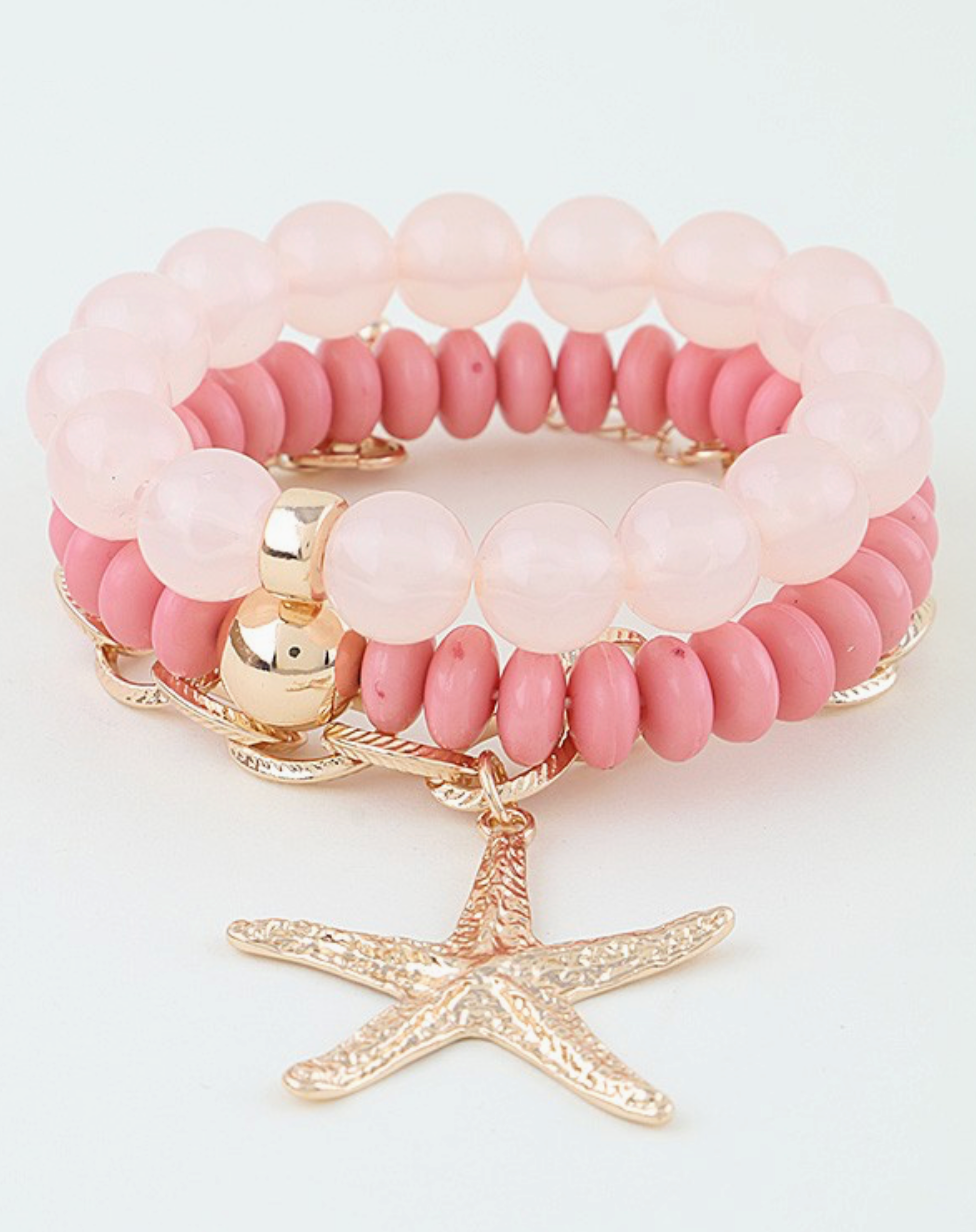 Hammered Starfish Chain Beaded Bracelets Hammered Starfish Chain Beaded Bracelets