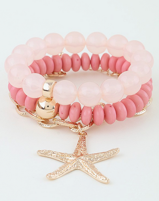 Hammered Starfish Chain Beaded Bracelets Hammered Starfish Chain Beaded Bracelets