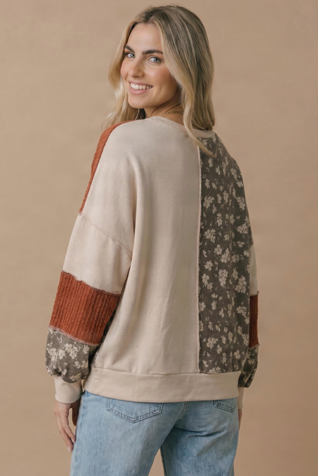 Round Neck Color Block Pullover Knit Top