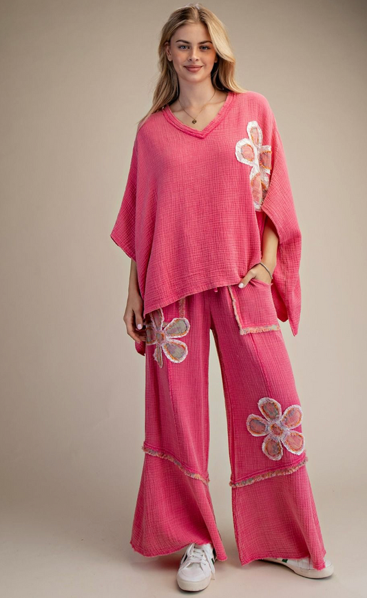 PATCH FRONT WASHED COTTON GAUZE TWO PIECE SET