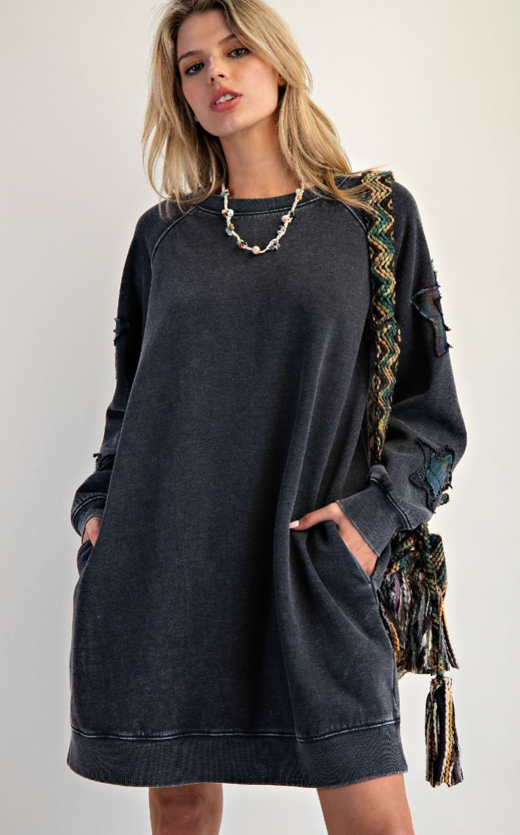 STAR PATCH MIINERAL WASHED TERRY DRESS