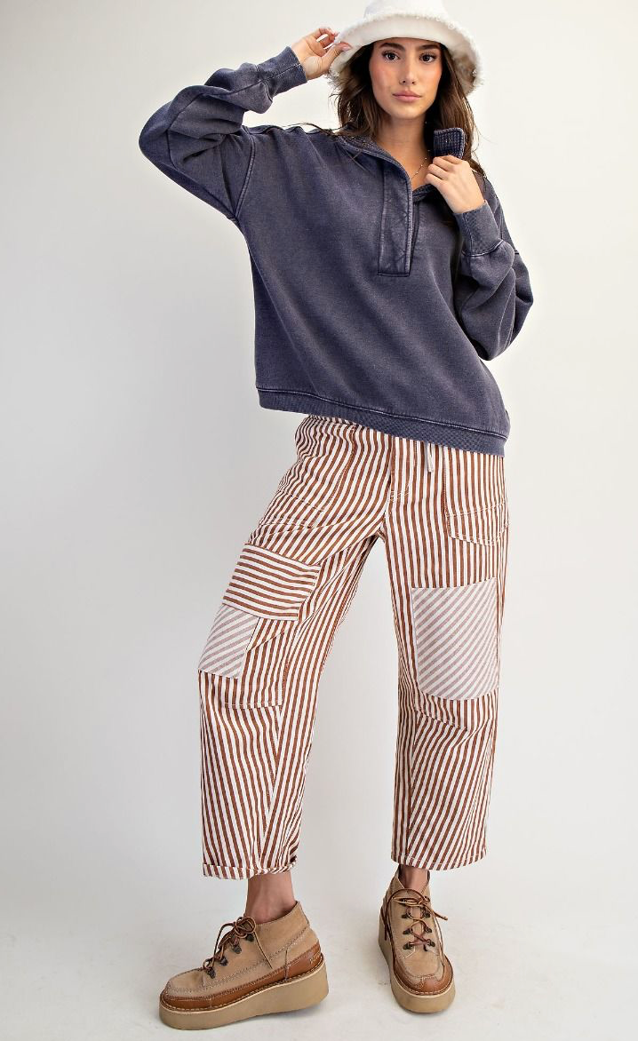 THERMAL MIX WASHED TERRY PULLOVER