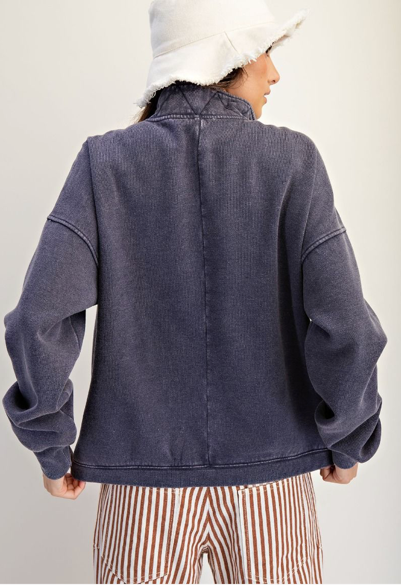 THERMAL MIX WASHED TERRY PULLOVER