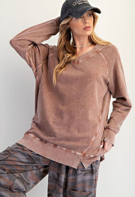 WASHED TERRY OVERSIZED PULLOVER
