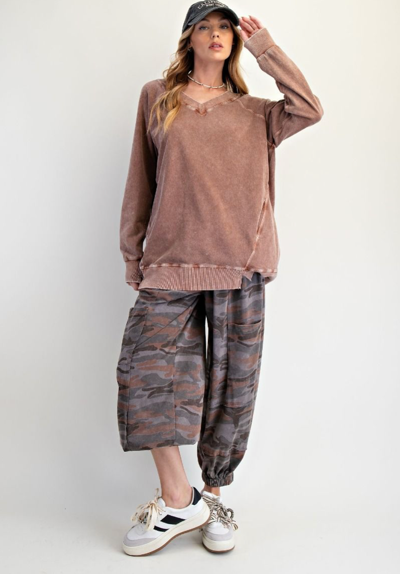 WASHED TERRY OVERSIZED PULLOVER