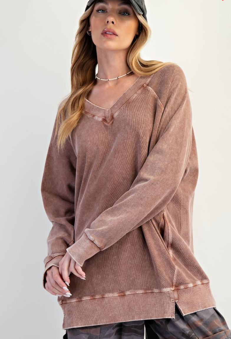 WASHED TERRY OVERSIZED PULLOVER