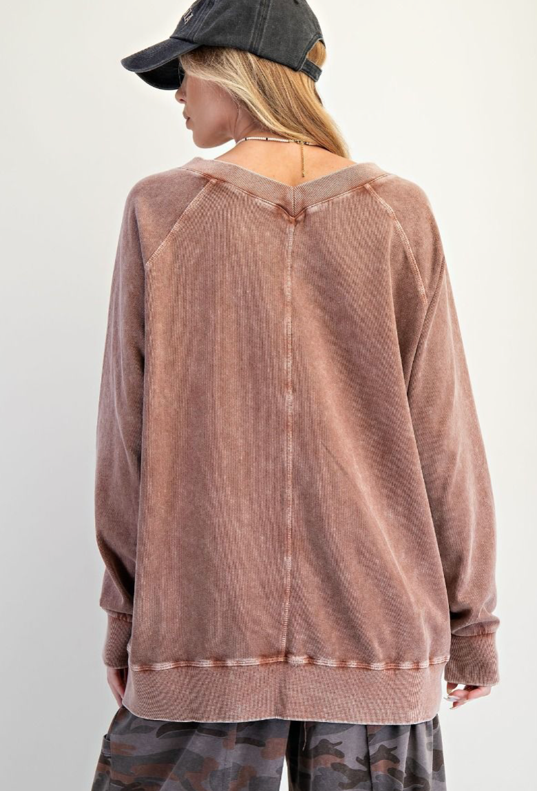 WASHED TERRY OVERSIZED PULLOVER