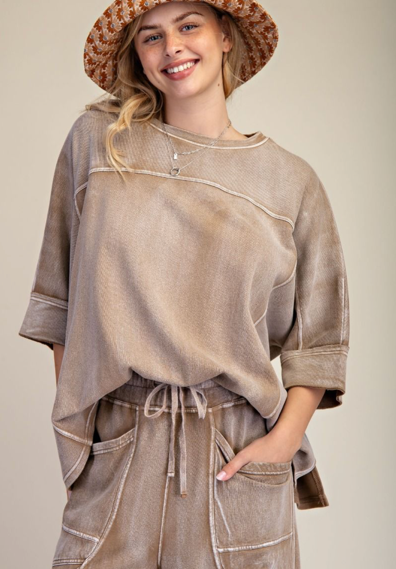 MONKEY WASHED TERRY KNIT TOP