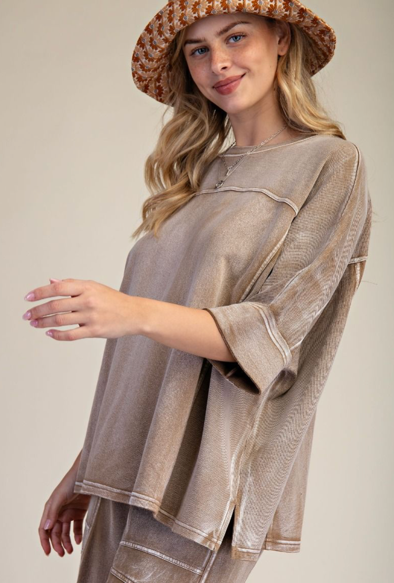 MONKEY WASHED TERRY KNIT TOP