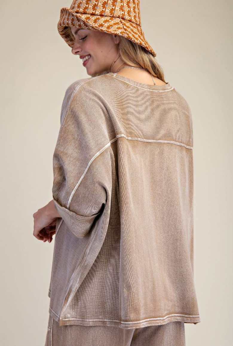 MONKEY WASHED TERRY KNIT TOP