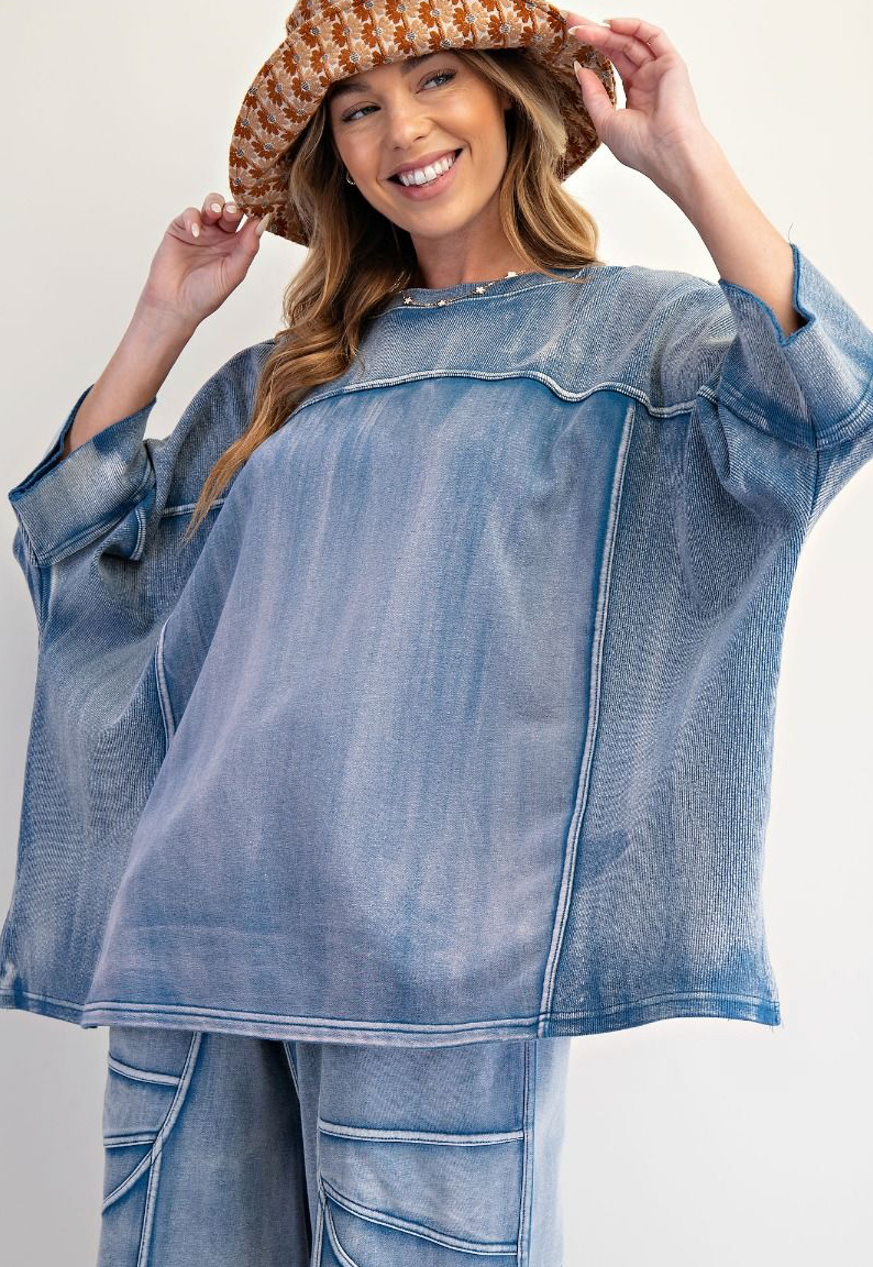 MONKEY WASHED TERRY KNIT TOP