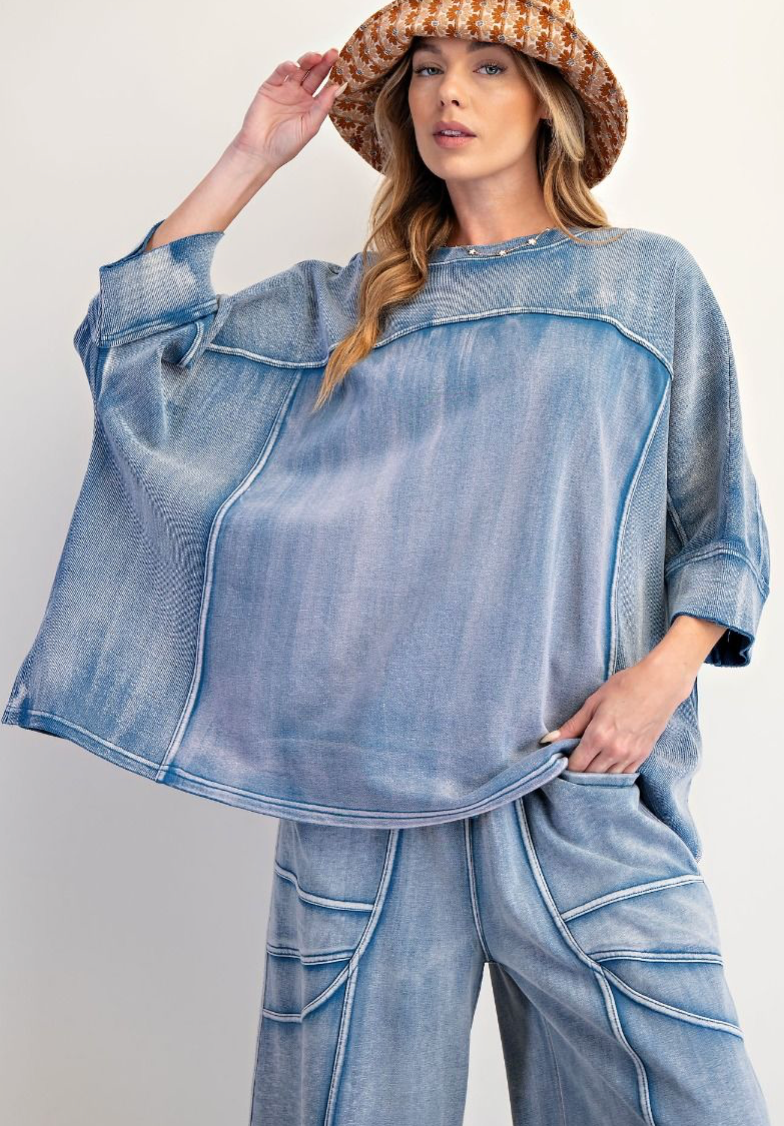 MONKEY WASHED TERRY KNIT TOP