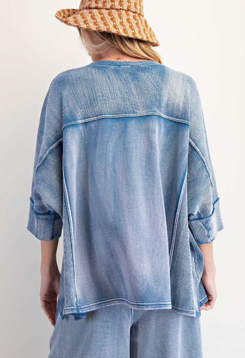 MONKEY WASHED TERRY KNIT TOP