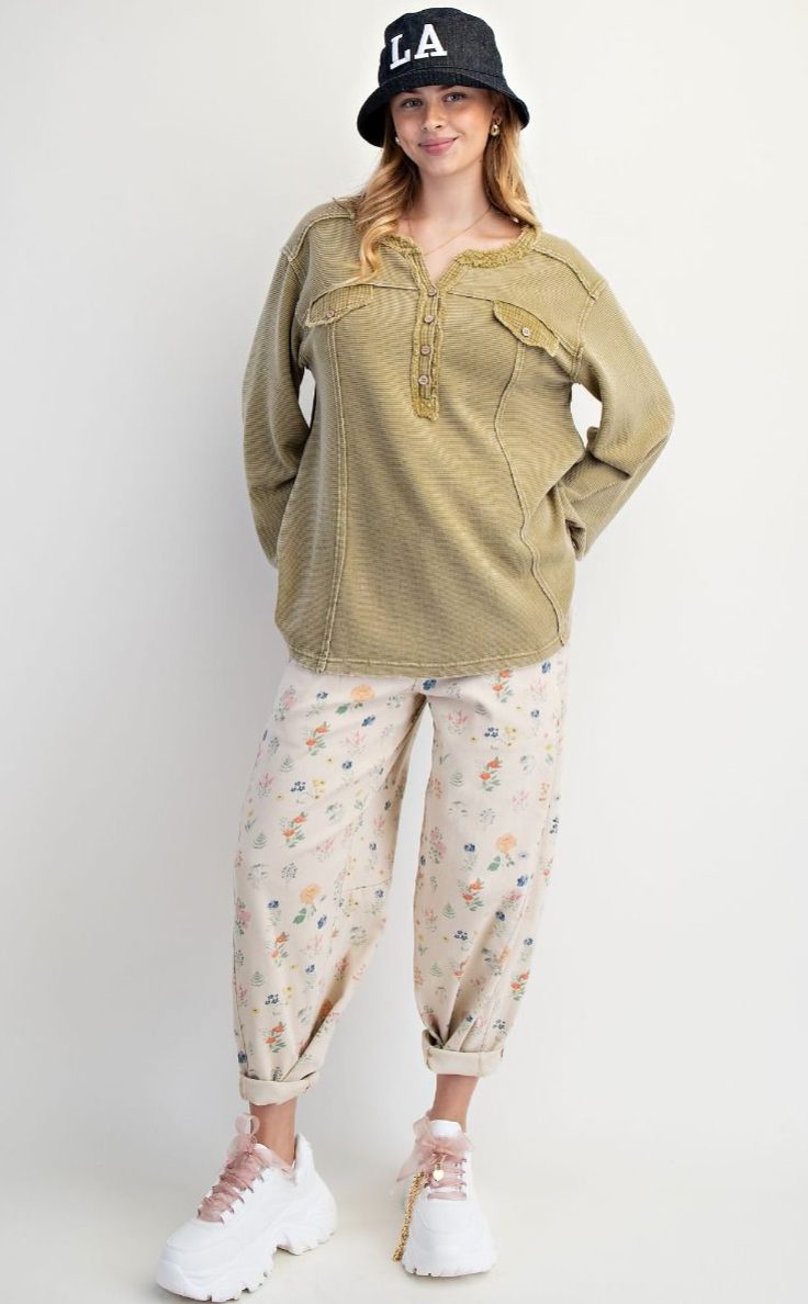 TEXTURED THERMAL WASHED HENELY TOP