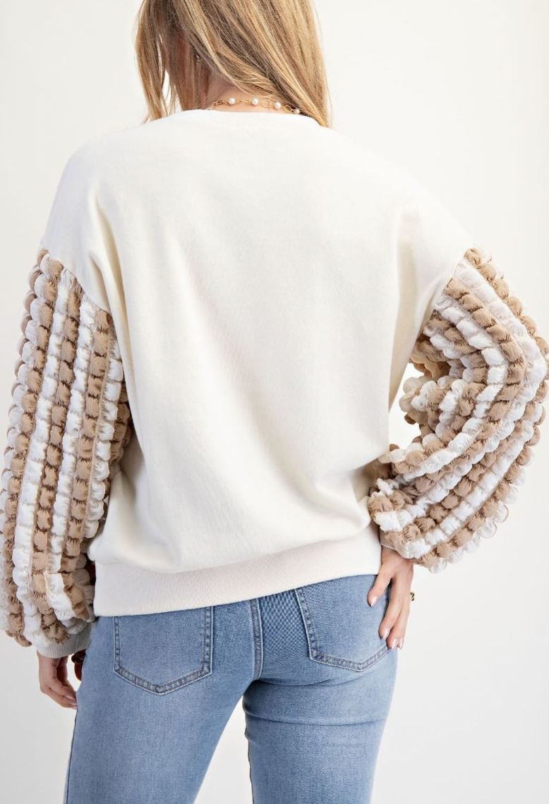 BOW PATCH WASHED TERRY PULLOVER