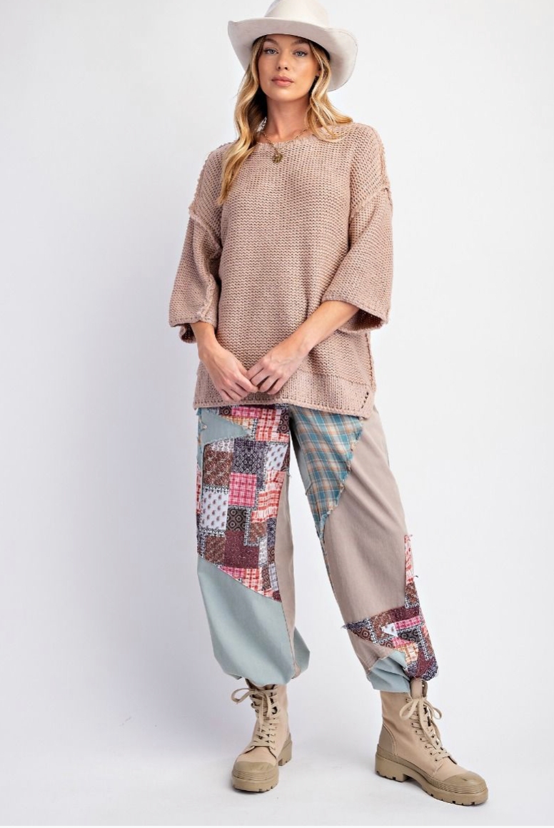 3/4 SLEEVES BOXY SWEATER TOP