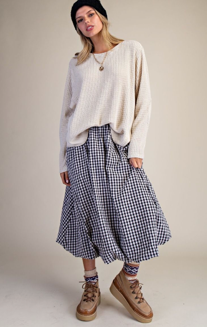 WASHED THERMAL WAFFLE KNIT TOP