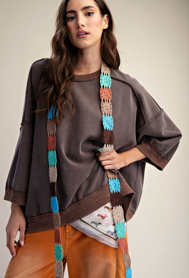 WASHED TERRY KNIT PULLOVER