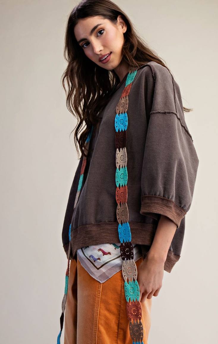 WASHED TERRY KNIT PULLOVER