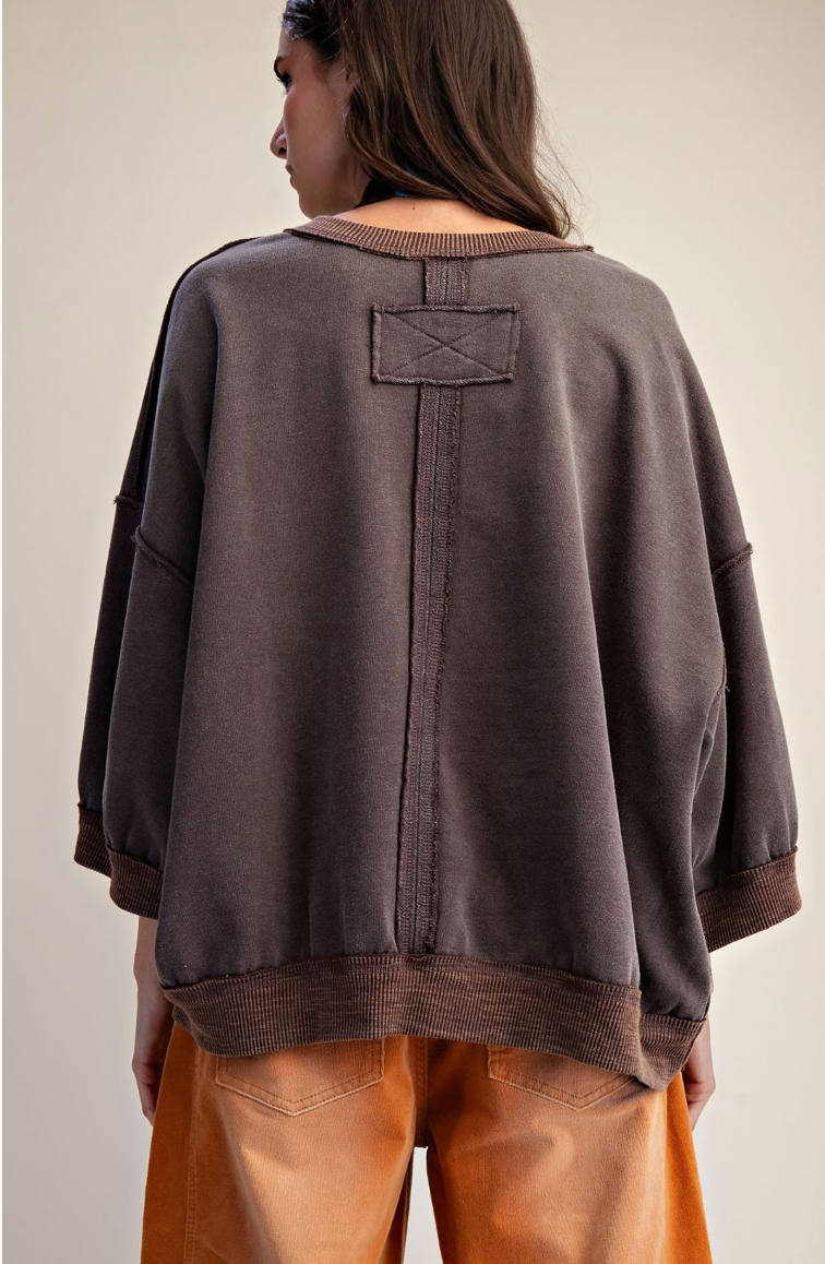 WASHED TERRY KNIT PULLOVER