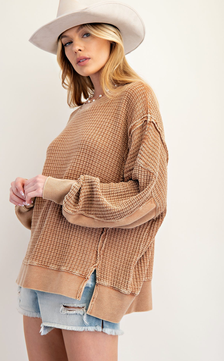 MINERAL WASHED THERMAL PULLOVER