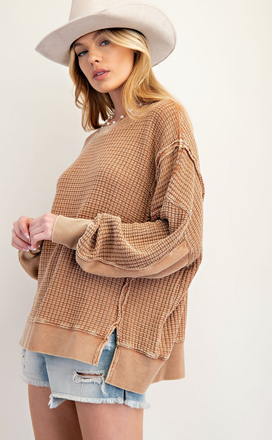 MINERAL WASHED THERMAL PULLOVER