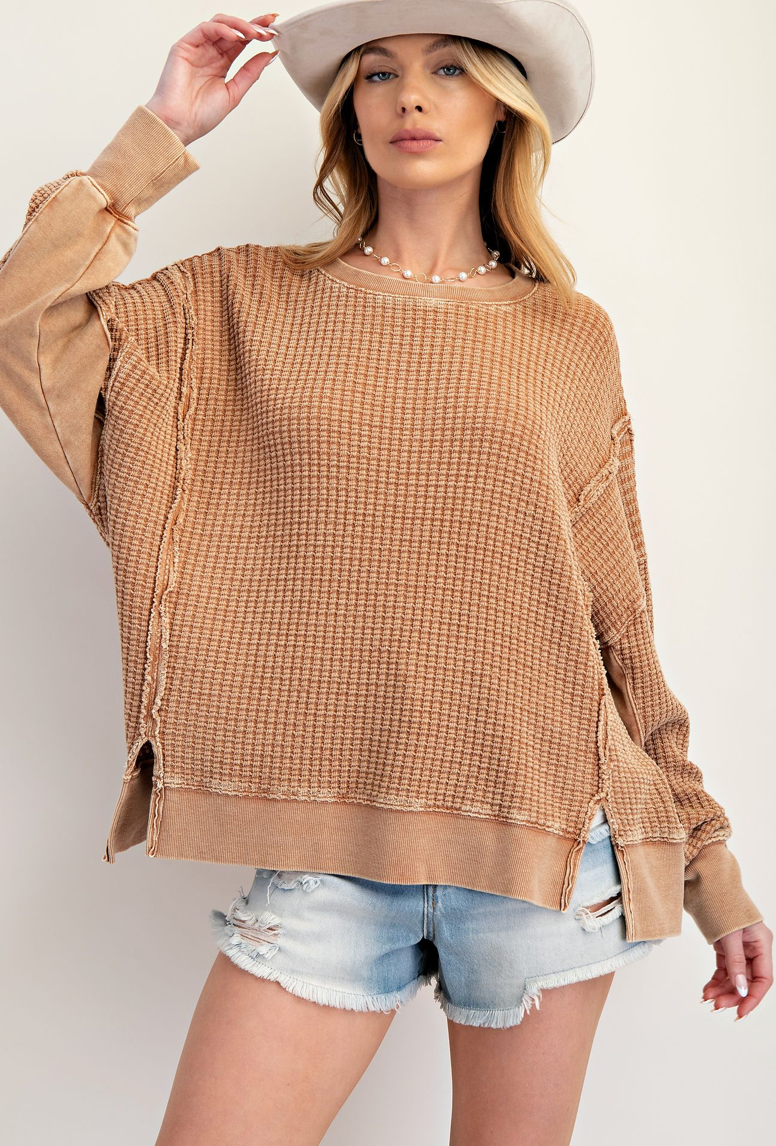 MINERAL WASHED THERMAL PULLOVER